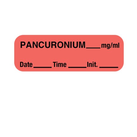 Nevs Label, Pancuronium 1/2" x 1-1/2" Flr Red w/Black LANT-1452D